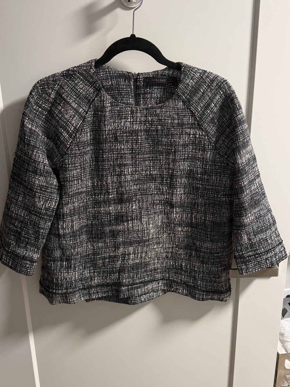 Zara Monochrome Textured Boxy Top